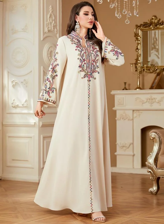 تايك تو جلابية بأكمام طويلة وتفاصيل رقعة ترتر